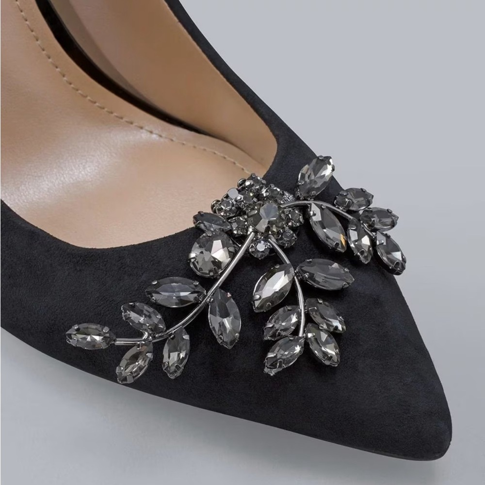 WHBM Hematite Flower Shoe Clips